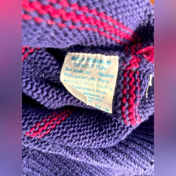 🔵🔹❤️🟦Vintage Pringle of Scotland %100 Cotton Sweater Argyle - Picture 3 of 5